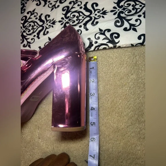 NWOT Pink Metallic Platform Heels Mary Jane - Picture 8 of 11